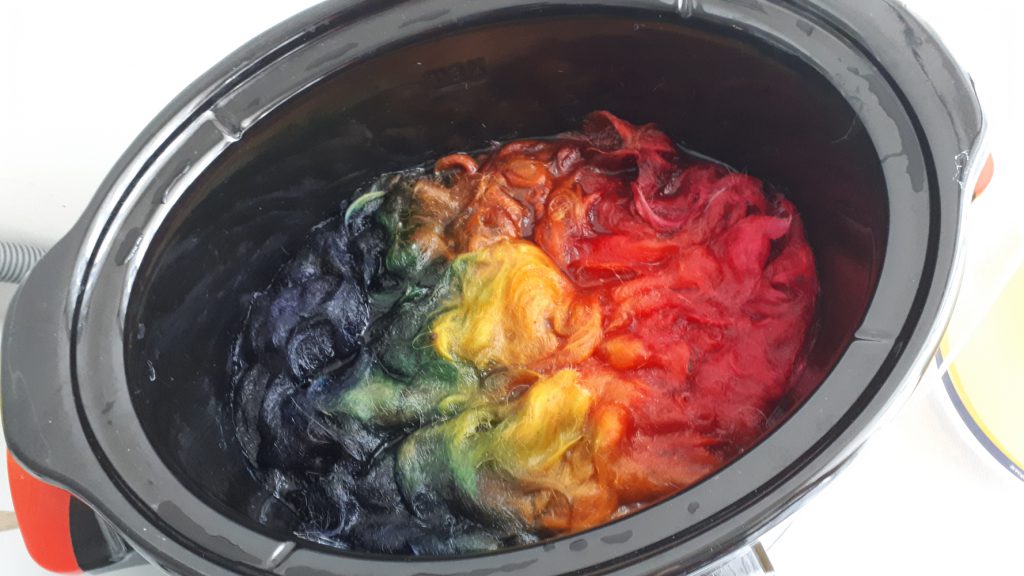 cooking a rainbow of alpaca fleece