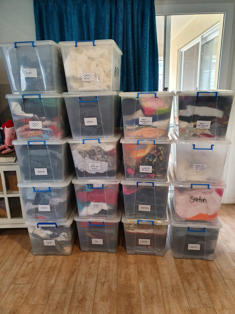 boxes of fabric