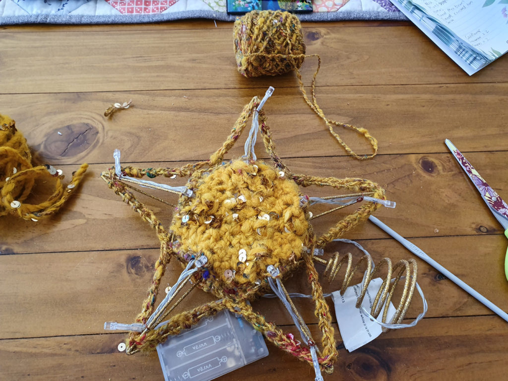 wire star with crochet middle