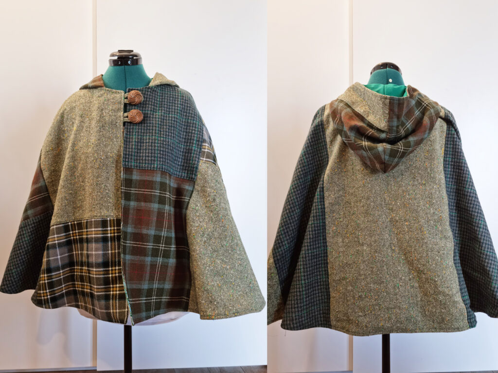 Green woolen upcycled cloak