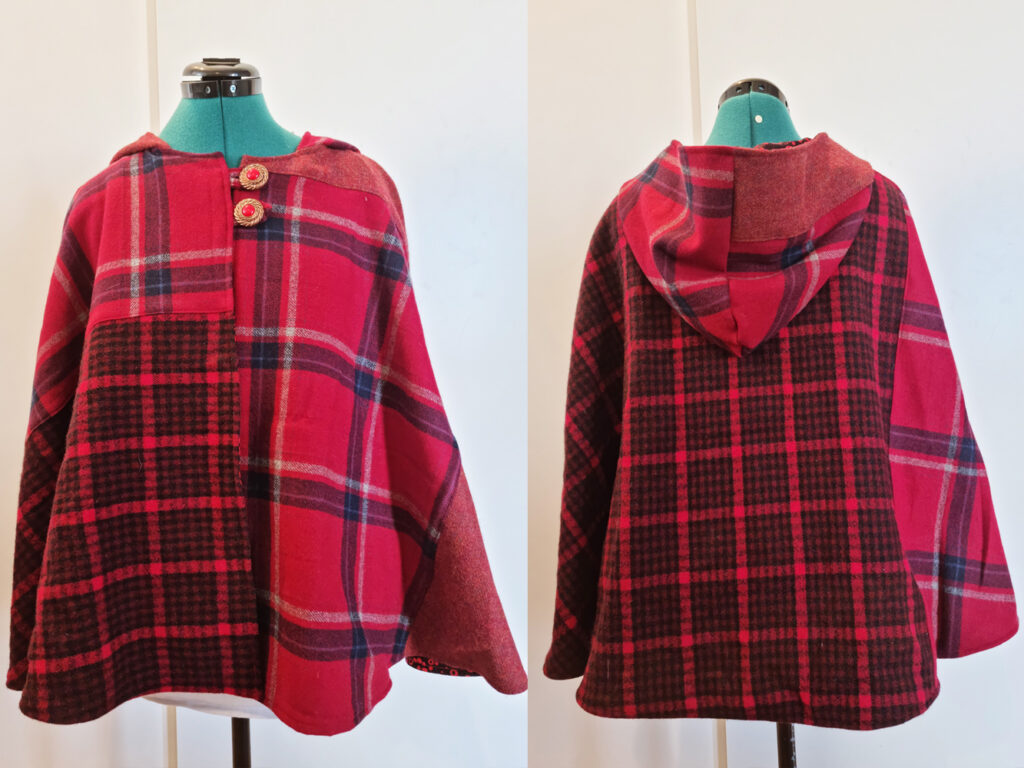 Red woolen upcycled cloak